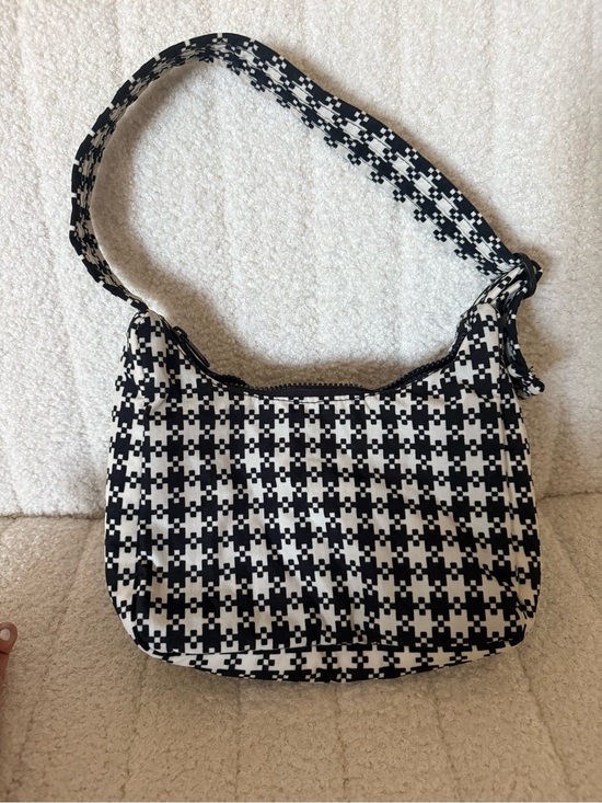 BAGGU Handbags - BAGGU Black and White Check Mini Shoulder Bag